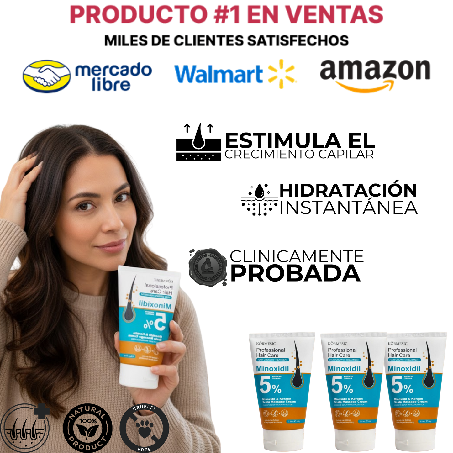 Crema crecimiento cabello 5% Minoxidil